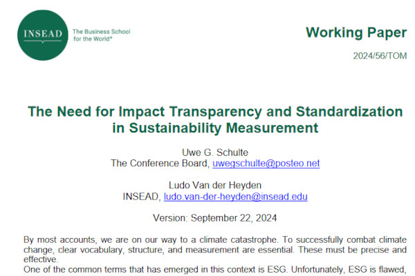 Publication: 'The Need for Impact Transparency and Standardization in Sustainability Measurement'